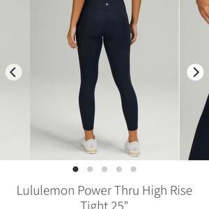 BNWT Lululemon Power Thru High Rise Tights 25”